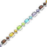 Sterling Silver Mulit-Shape Multi-Gem Bracelet